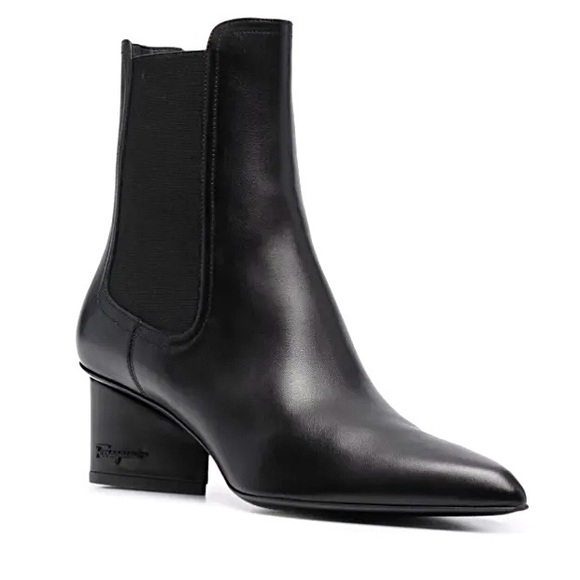 Salvatore Ferragamo Logo Embossed Heel Chelsea Boots Luxury Designer - Picture 1 of 15